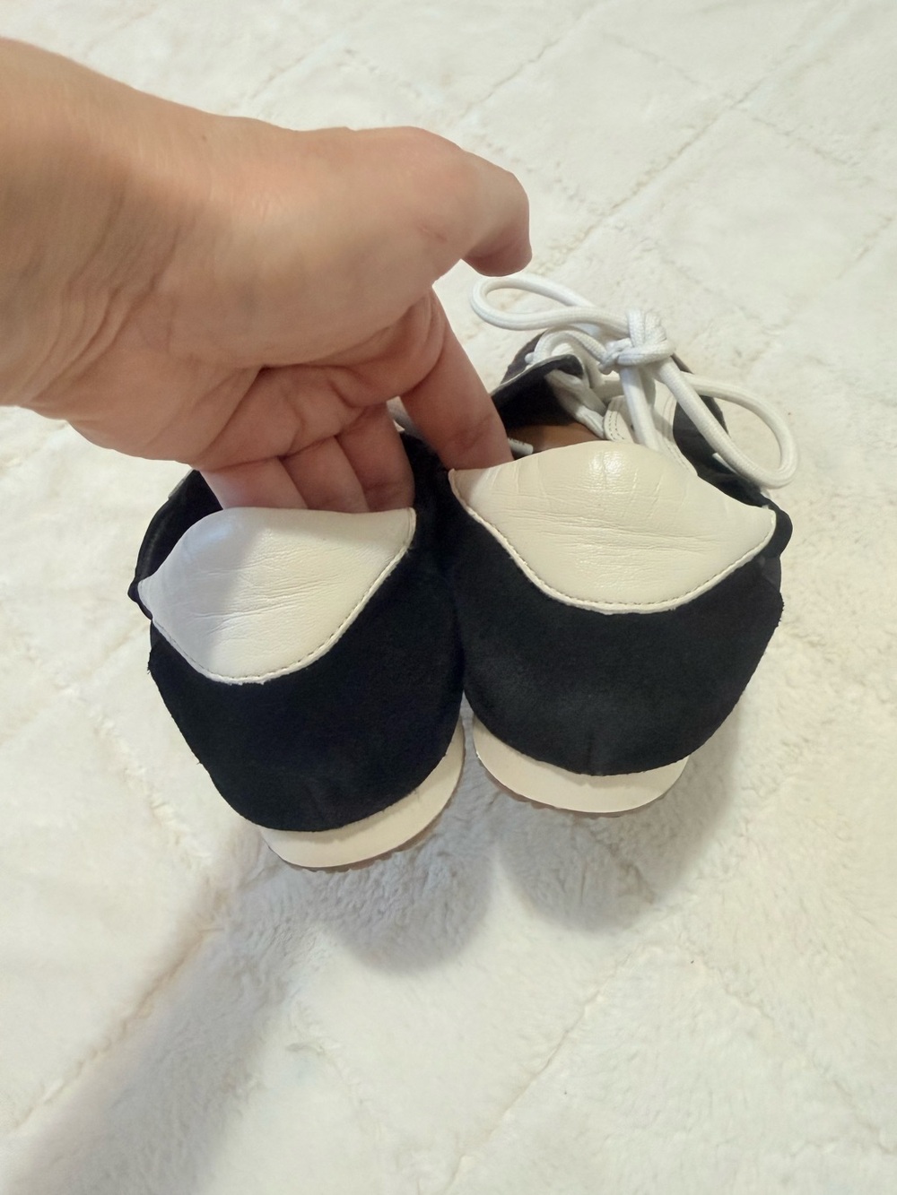 Tory Burch Black/Brown/White Runner Nylon and Suede Sneakers - Picture 3 of 9